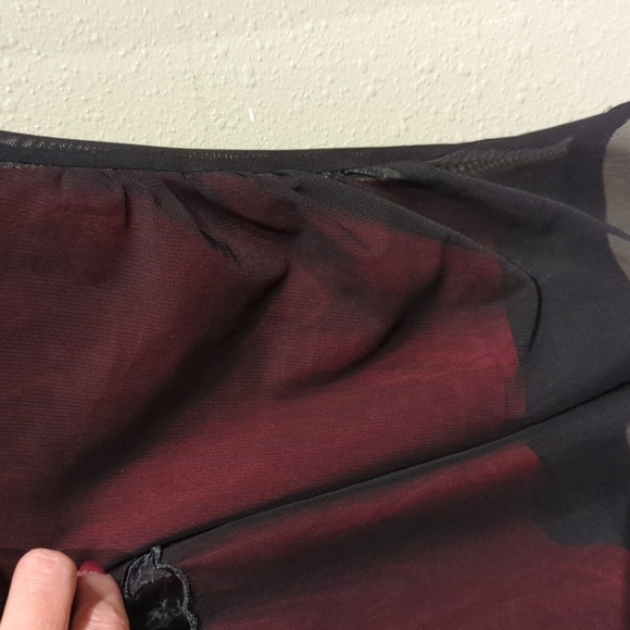 Sheer mesh shirt dress black red embroidered XL women's fairy core academia goth - Picture 8 of 10